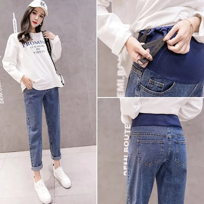 Pregnancy Abdominal Pants Boyfriend Jeans Maternity Pants For Pregnant Women Clothes High Waist Trousers Loose Denim Jeans