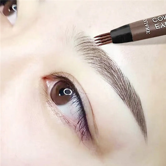 4 Fork Makeup Eyebrow Pen Waterproof 4D Brown Eyebrow Tint Tattoo Cosmetic Long Lasting Natural Make Up Eye Brow Pencil