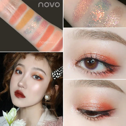 NOVO 9 Colors Fashion Eyeshadow Palette Matte Glitter Shimmer Eye Makeup Waterproof Long-lasting Pigmented Smooth Cosmetics