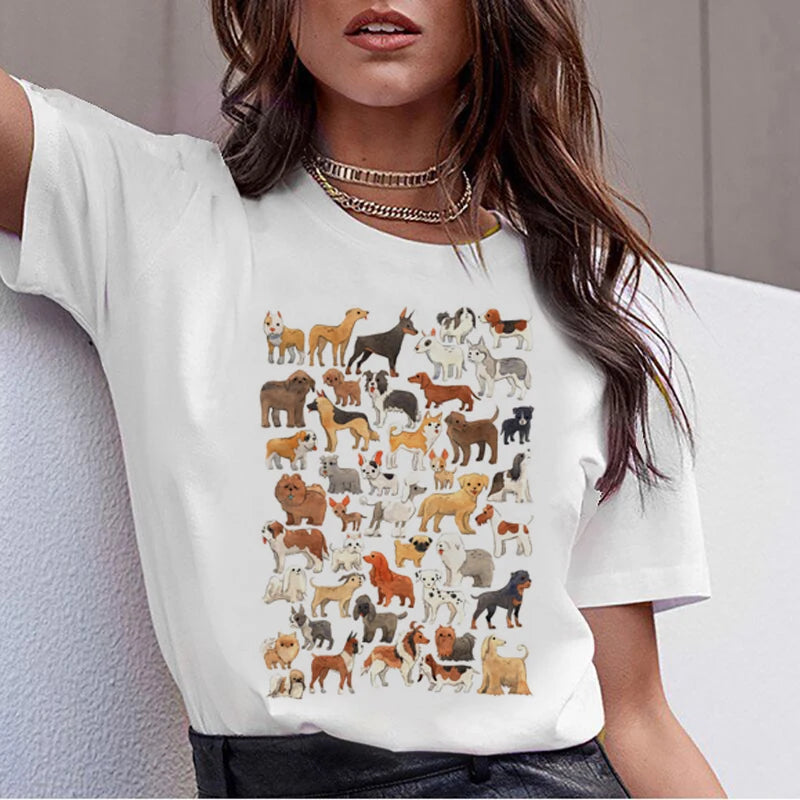 Dachshund Pug Teckel Dog TShirt Women Summer Cute French Bulldog Frances German Shepherd T-shirt Pit Bull Tshirt Top Female