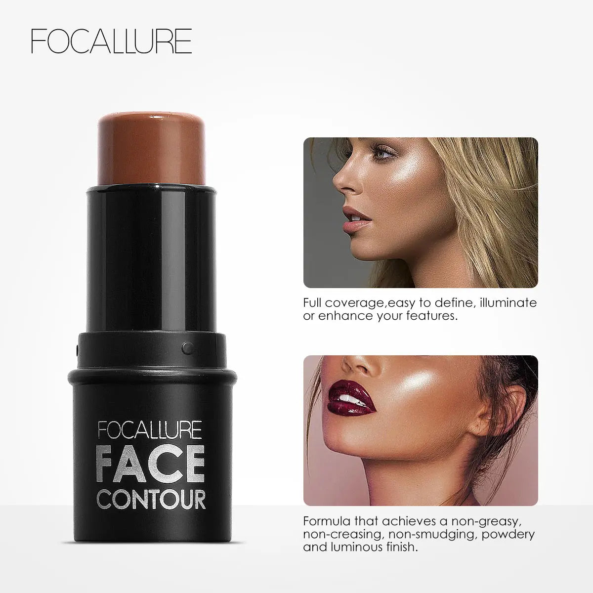 FOCALLURE 19 Colors Highlighter Contouring Stick Highlighting Powder Creamy Texture Shimmer Light Face Blusher Makeup Cosmetics