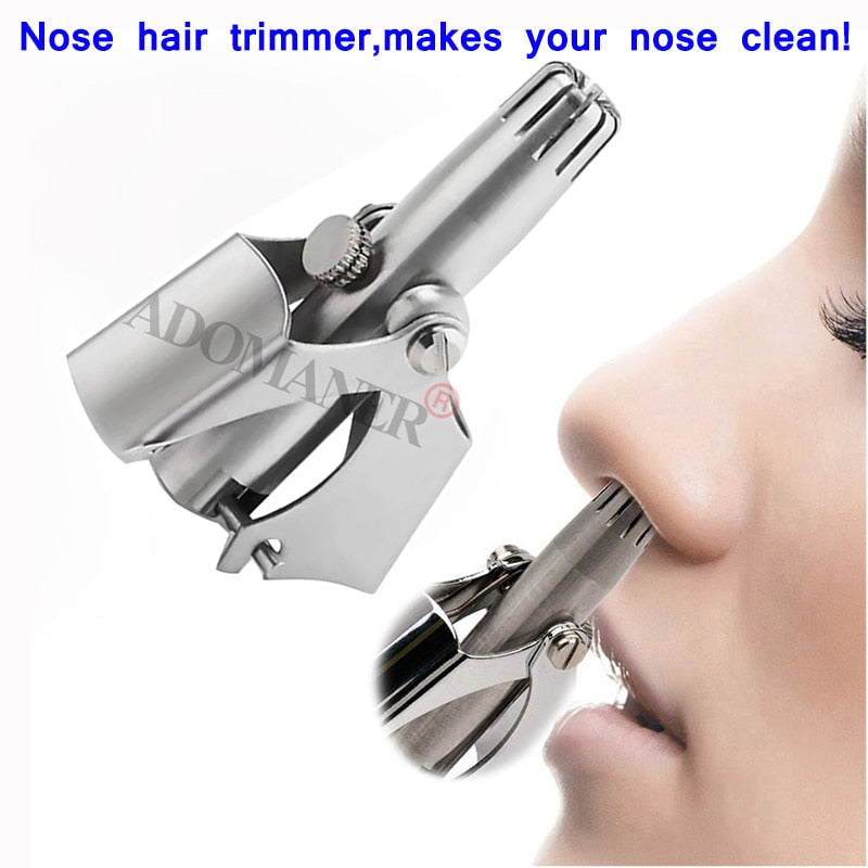 Adomaner Nose Hair Trimmer Ear Portable Vibrissa Razor Manual Rhinothrix Cutter Nariz Nasal Shaver Washable HT Tragi Scissors