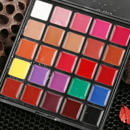 25 Color Lipsticks Palette Waterproof Long Lasting Pigment Black Purple Nude Lip Makeup Palette Professional Cosmetic Tools