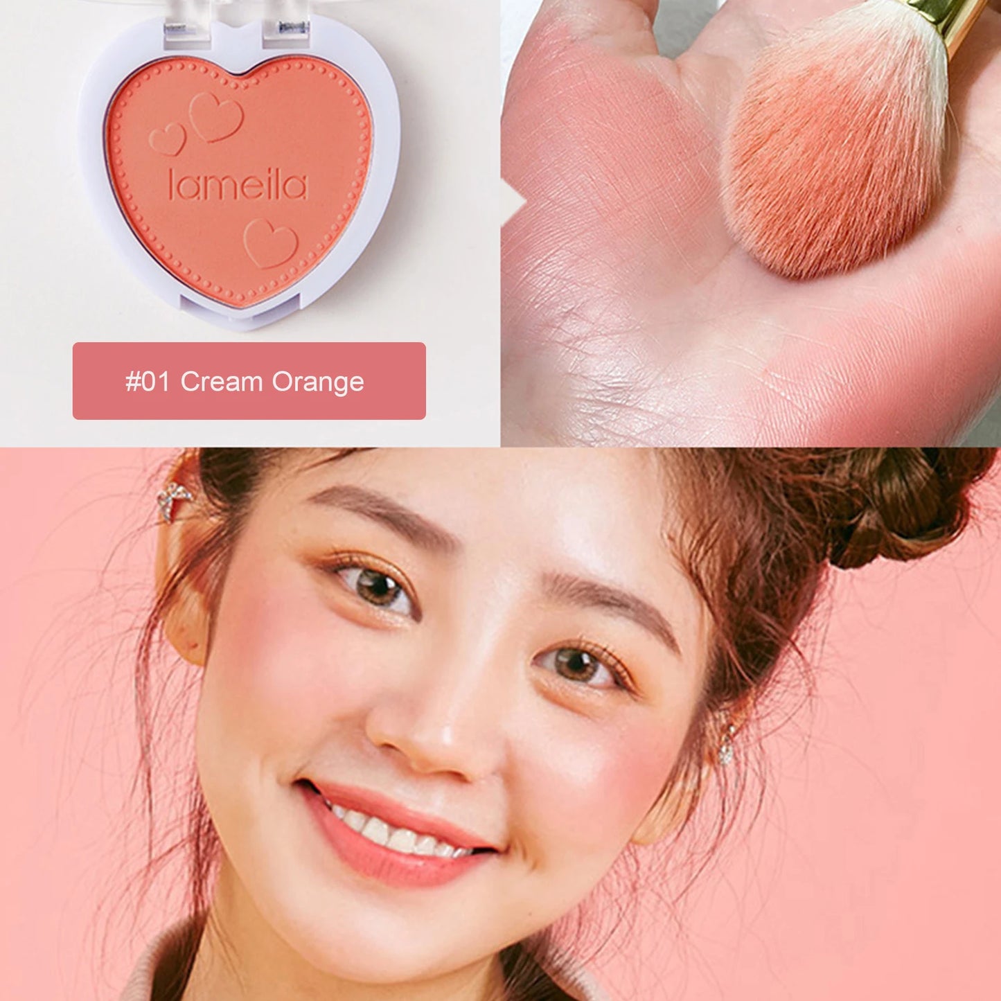 Love Heart Shape Blush Palette Powder Red Rouge Lasting Natural Cream Cheek Tint Orange Peach Pink Blush Women Face Cosmetics