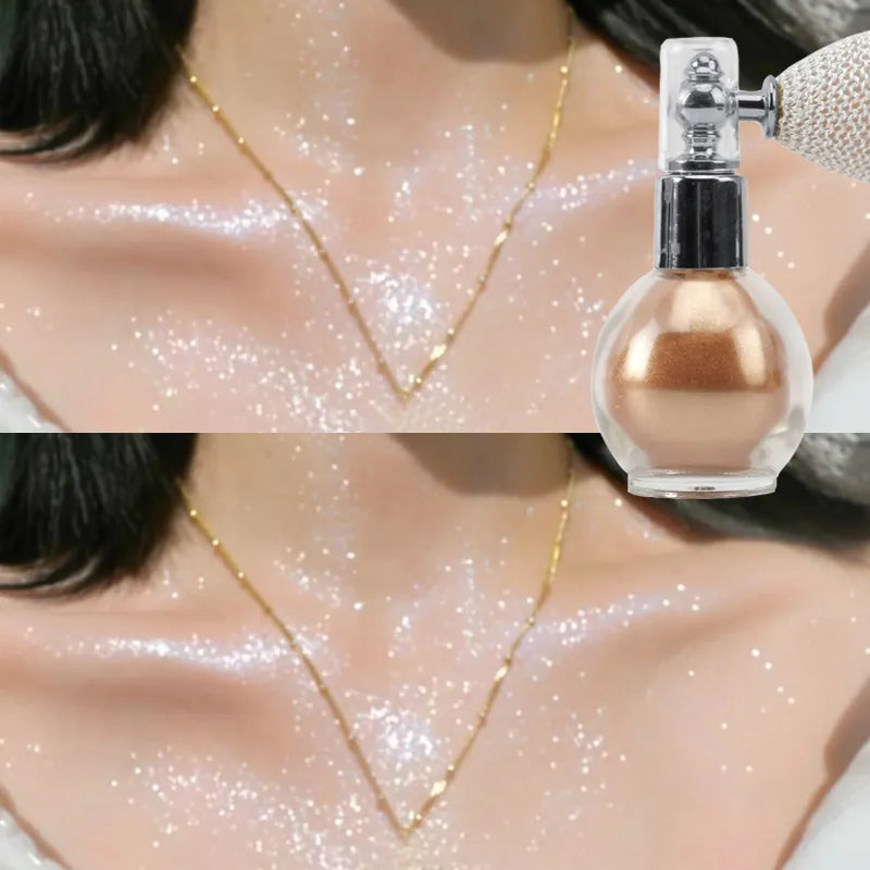 Fashion Highlighter Powder Spray Waterproof Glitter Powder Spray Shimmer Sparkle Powder Makeup for Face Body Highlight Makeup