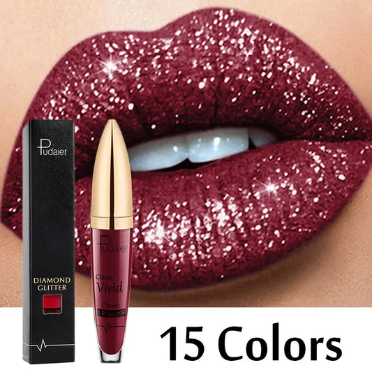 Matte Glitter Liquid Lipsticks Diamond Shiny Lip Gloss Waterproof Long Lasting Pearl Lipgloss Women Lip Tint Makeup Maquillaje