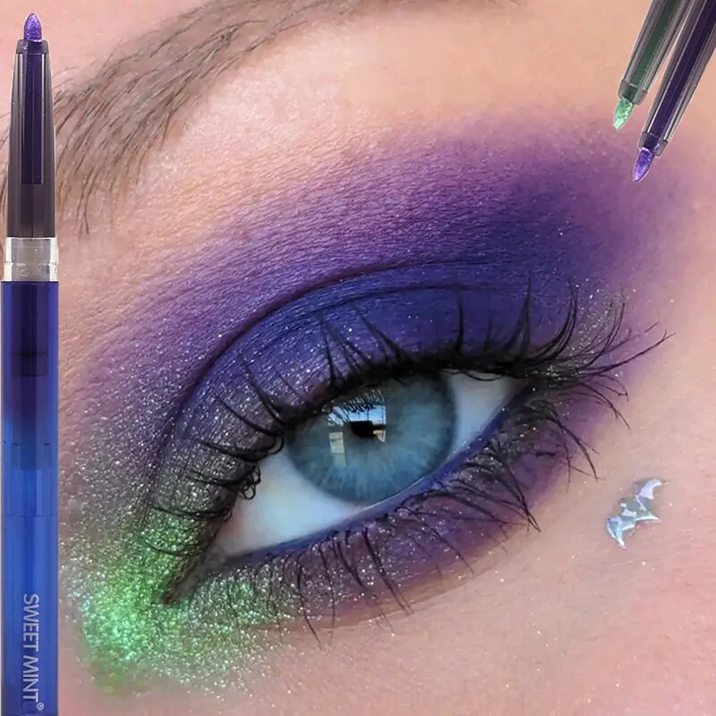 Pearlescent Chameleon Eyeliner Pencil 3 In 1 Shiny Silkworm Eye Shadow Pen Lasting Smooth Green Purple Glitter Eyeliner Makeup