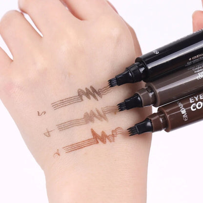 3 Colors Waterproof Eyebrow Pen Long-Lasting Natural Dark Brown Pencil  Perfectly Eyebrows 4 Fork Tip Eyebrow Pen