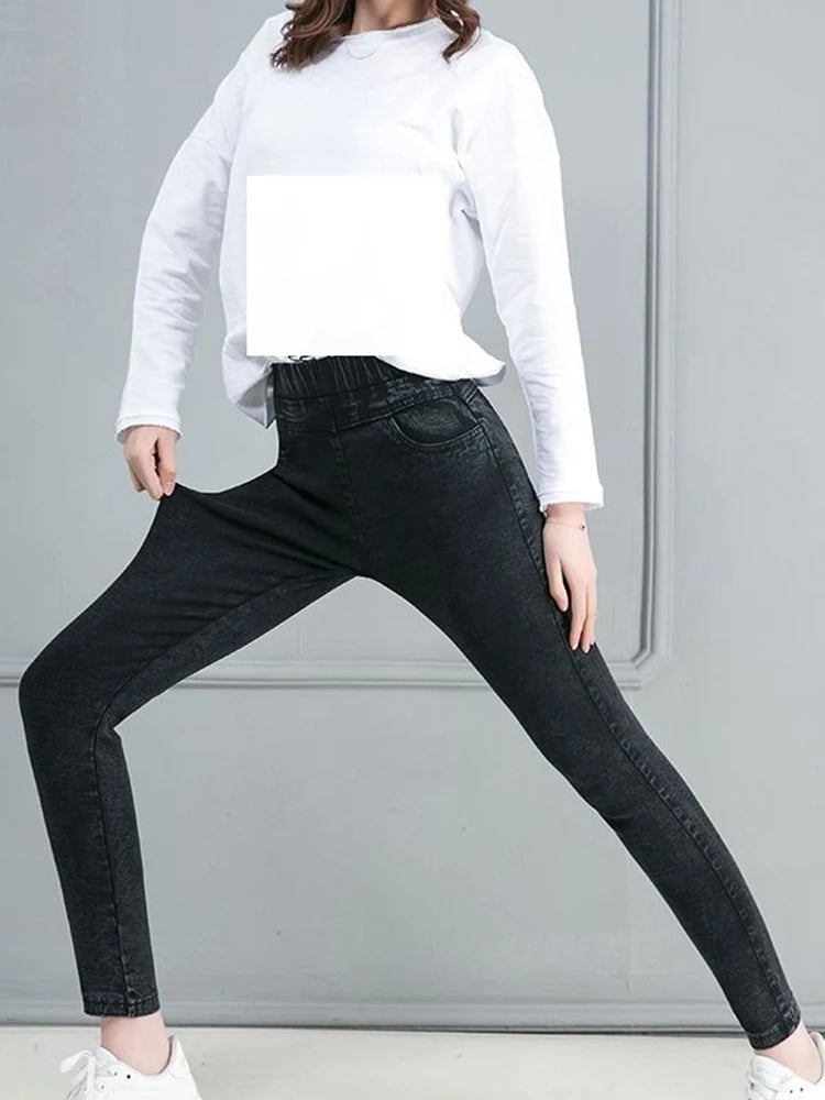 Casual High Waist Ankle-Length Pencil Jeans Large Skinny Denim Pants Woman Stretch Vaqueros New Fashion Leggings