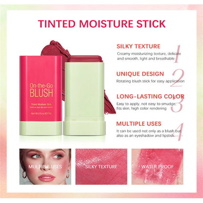 Multi-function Blush Stick Natural Cheek Face Rouge Blusher Cream Lasting High Color Rendering Brightening Skin Tone Waterproof