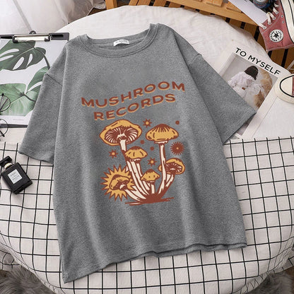 Retro Trippy Mushroom Cute T Shirts O-neck Casual Summer Oversized Woman Tshirts 2022 Fashion Streetwear Clothes Y2k Aesthetic