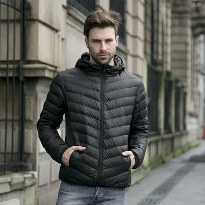 New autumn winter ultra thin duck down men jacket  XXXL hooded jacket for men fashion mens Outerwear coat