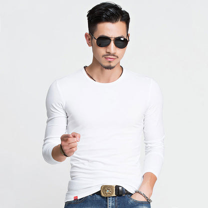 Hot 2023 New Spring Fashion Brand O-Neck Slim Fit Long Sleeve T Shirt Men Trend Casual Mens T-Shirt Korean T Shirts 4XL 5XL A005