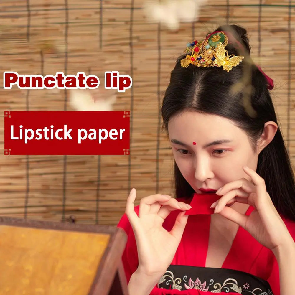 12Pcs Chinese Ancient Rouge Paper Dot Red Bitten Lip Makeup Rouge C4 Lipstick Lipstick Paper