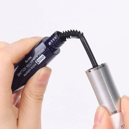 Eyes With 2 In 1 Waterproof Black Silk Fiber Lash Mascara For Double Volume Lengthening Curling Effect