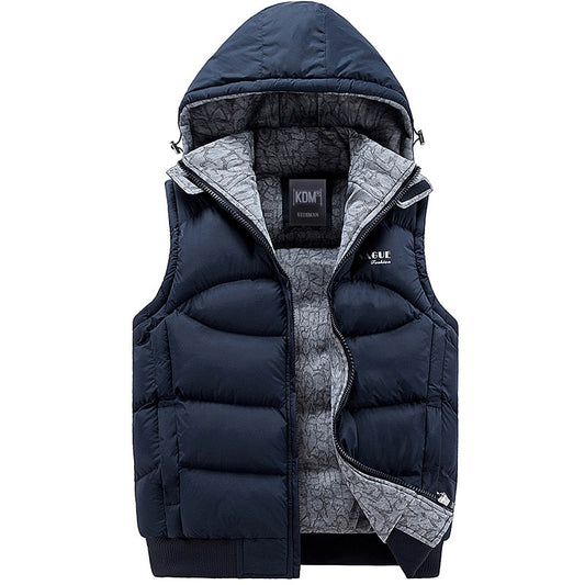 New Mens Jacket Sleeveless Winter Fashion Casual Coats Male Hooded Cotton-Padded Men's Vest Male Thickening Waistcoat