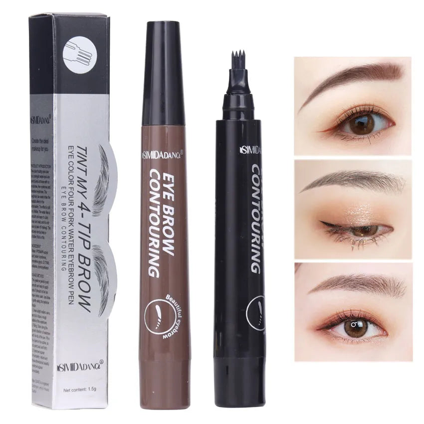 3 Colors Waterproof Eyebrow Pen Long-Lasting Natural Dark Brown Pencil  Perfectly Eyebrows 4 Fork Tip Eyebrow Pen