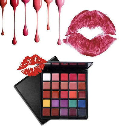 25 Color Lipsticks Palette Waterproof Long Lasting Pigment Black Purple Nude Lip Makeup Palette Professional Cosmetic Tools