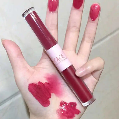 9 Colors Matte Lipstick Set Mirror Glass Lip Gloss Set Makeup Double-head Lip Glaze Water Lip Mud Long Lasting