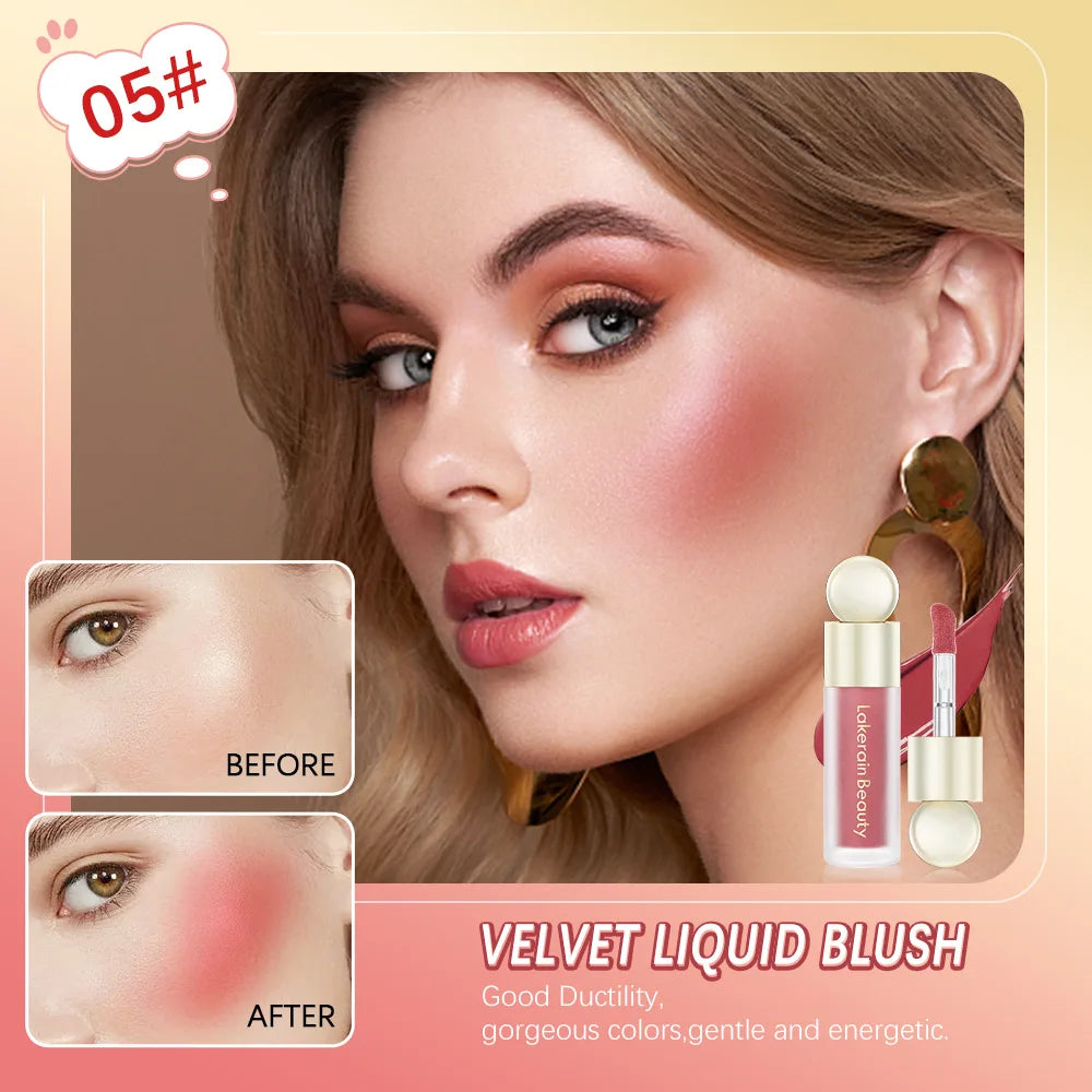 Liquid Blush Contour Velvet Matte Blusher Light Up Face Pigment Makeup Natural Moisturizing Rouge Cream Cheek Tint Peach Blush