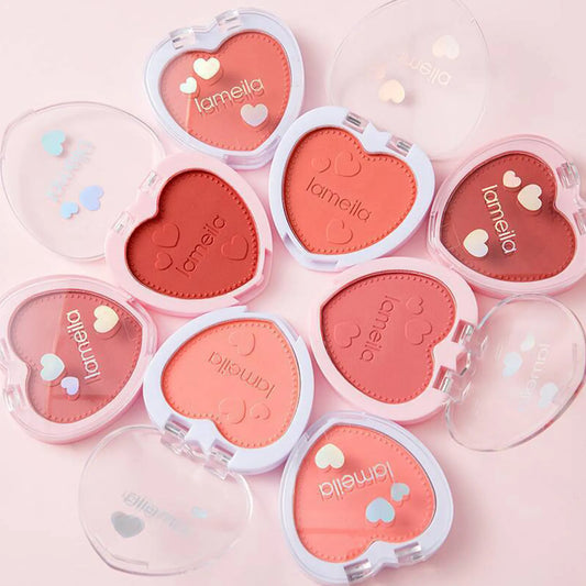 Love Heart Shape Blush Palette Powder Red Rouge Lasting Natural Cream Cheek Tint Orange Peach Pink Blush Women Face Cosmetics