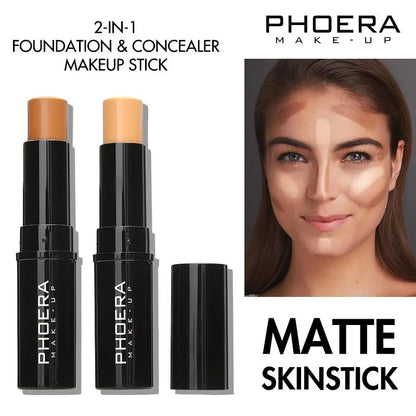 PHOERA 12Colors Brighten Skin Color Concealer Contour Matte Makeup Stick Long Oil Control Foundation Cosmetic Concealer Stick