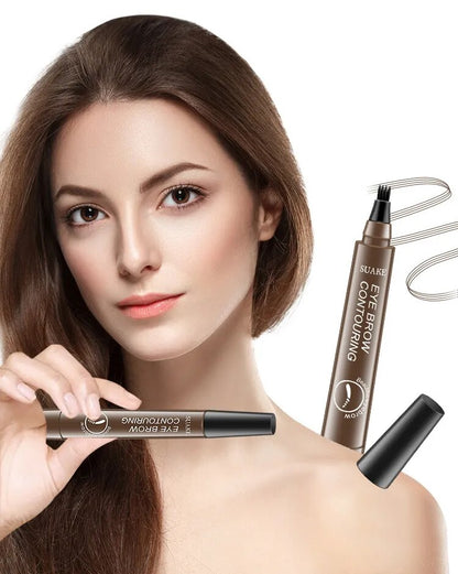 SUAKE Simulation Four Prongs Eyebrow Pencil Waterproof Eyebrow Pen Colorfast Liquid Eyebrow Pencil Like Real Eyebrow