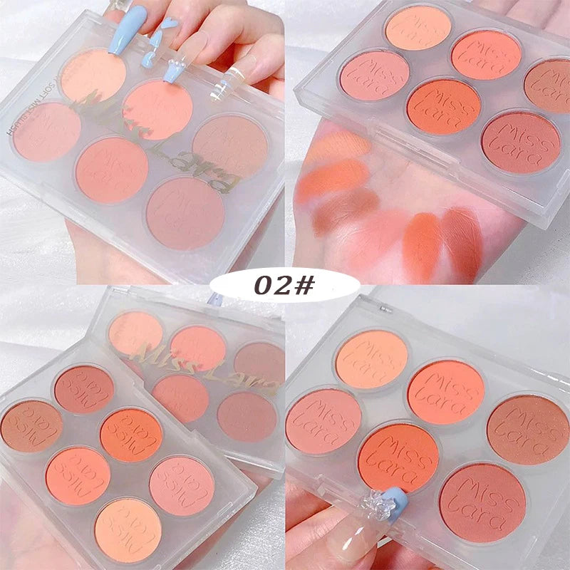 6 Colors Face Blush Palette Makeup Multi-color Pearl Cheek Blush Powder Matte All-in-one Repair Brighten Face Makeup maquillaje