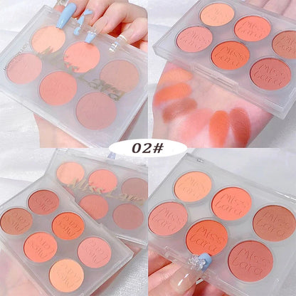 6 Colors Face Blush Palette Makeup Multi-color Pearl Cheek Blush Powder Matte All-in-one Repair Brighten Face Makeup maquillaje