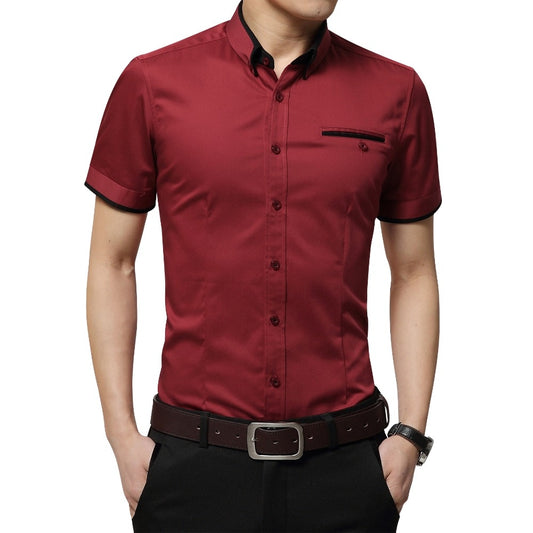 2023 New Arrival Brand Men's Summer Business Shirt Short Sleeves Turn-down Collar Tuxedo Shirt Shirt Men Shirts Big Size 5XL