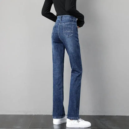 Oversize 32 Simple High Waist Straight Pants Woman Spring Autumn Basic Washed Baggy Jeans  All-match Vaqueros Denim Trousers