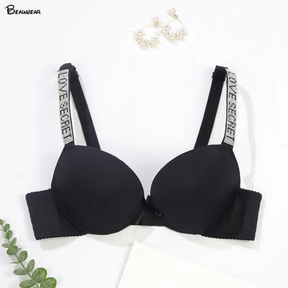 Beauwear Letter on straps Pure Color Bras for Girls B C Cup Push Up bra with Thick Pad Smooth Seamless Invisible Brassiere-763