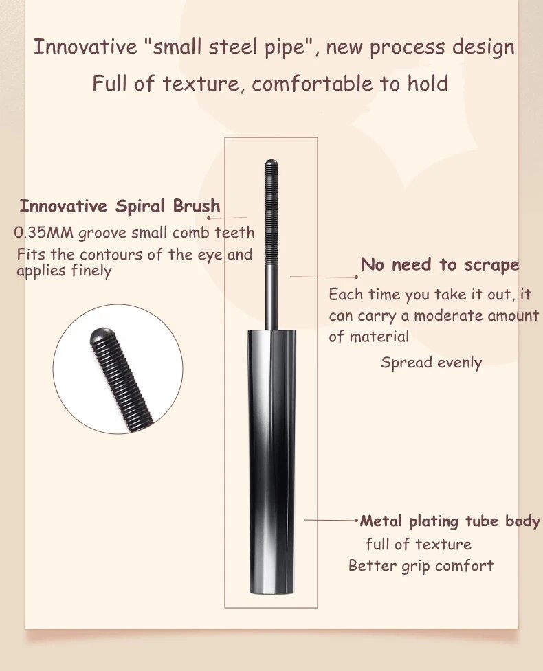 Judydoll Small Steel Tube Lash Lengthening Curling Thick Mascara Natural Quick Dry Waterproof Non-smudg Eye Makeup