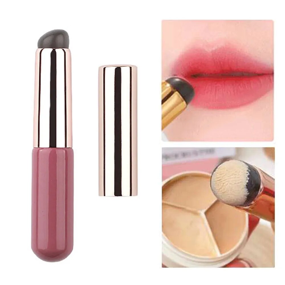 Silicone Lip Brush With Cover Angled Concealer Lipstick Makeup Tool Round Head Q-elastic Like Fingertips Lip Brush Dual-use