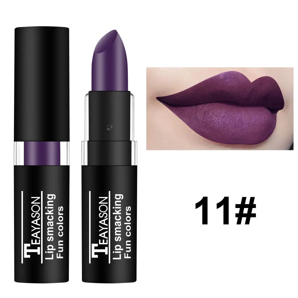 Matte Vampire Black Lipstick 12 Colors Waterproof Long Lasting Sexy Red Whtie Green Velvet Matte Lipsticks Lips Makeup Cosmetics