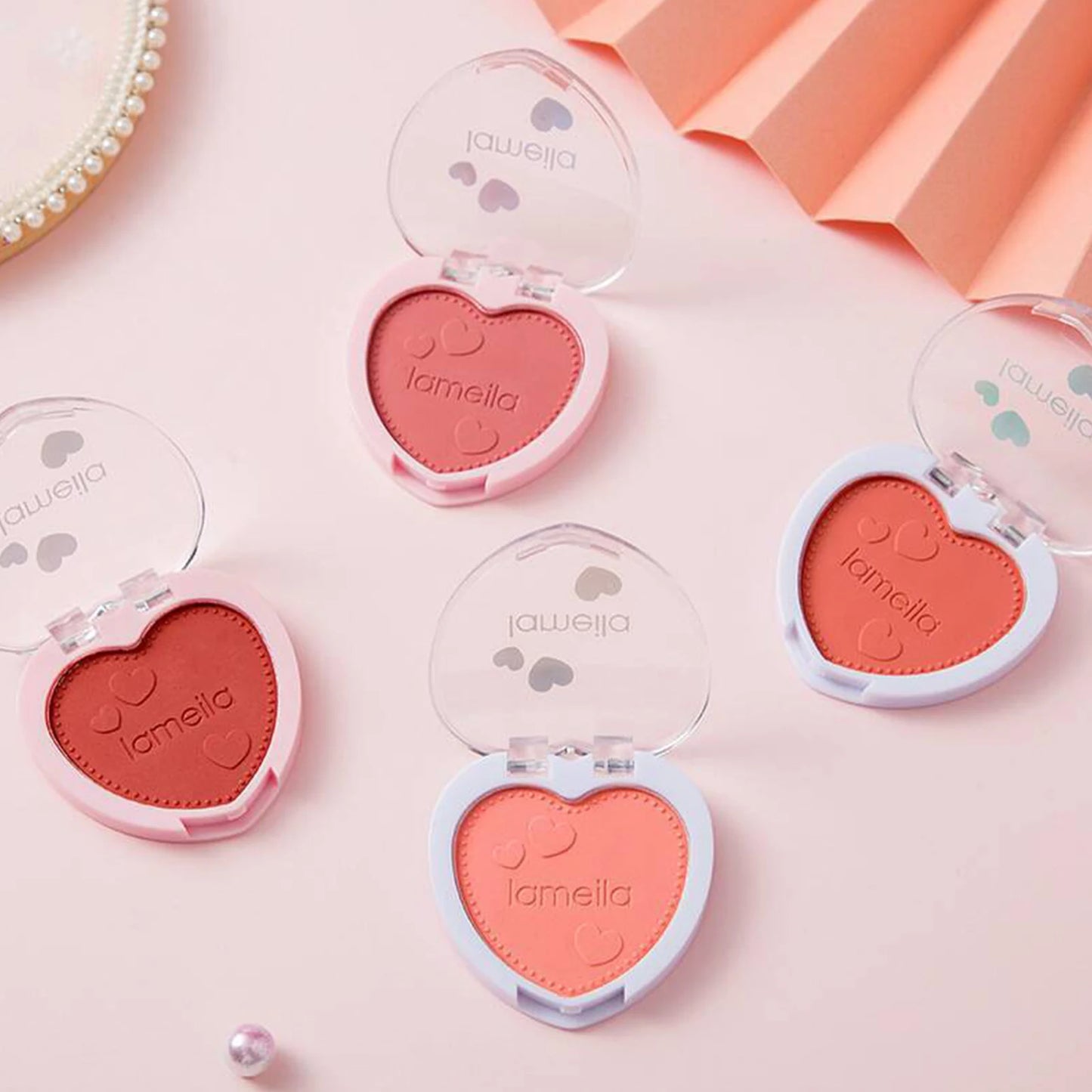 Love Heart Shape Blush Palette Powder Red Rouge Lasting Natural Cream Cheek Tint Orange Peach Pink Blush Women Face Cosmetics