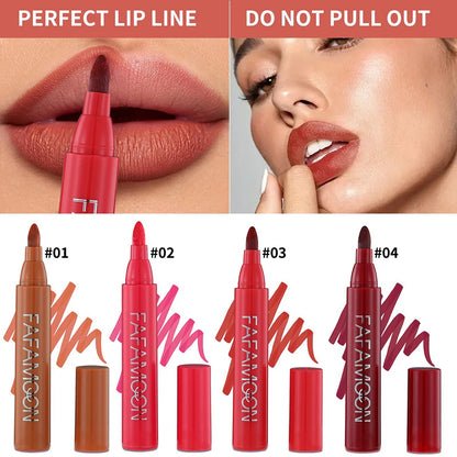 Matte Marker Lipstick Lip Dye Pen Lipliner Cosmetic Hydrating Waterproof Long Lasting Lipstick Lip Liner Contour Pen Makeup Tool