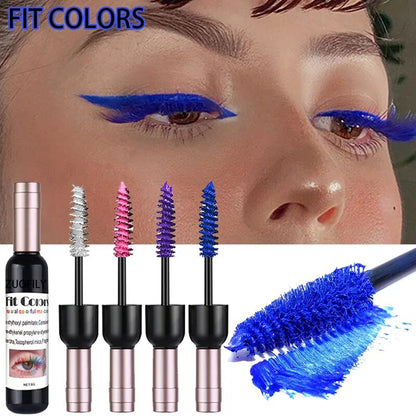 Hot Wine Bottle 4D Silk Fiber Eyelash Mascara Waterproof Fast Dry Eyelashes Curls Extension Makeup Eyelashes Waterproof Blue Ink