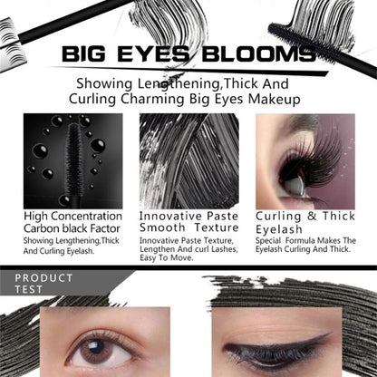 Black Mascara 4D Silk Fiber Mascara 24H Waterproof Extra Volume Smudge-proof Curling Lengthening Eyelash Extension Eye Makeup