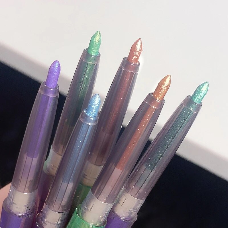 Pearlescent Chameleon Eyeliner Pencil 3 In 1 Shiny Silkworm Eye Shadow Pen Lasting Smooth Green Purple Glitter Eyeliner Makeup