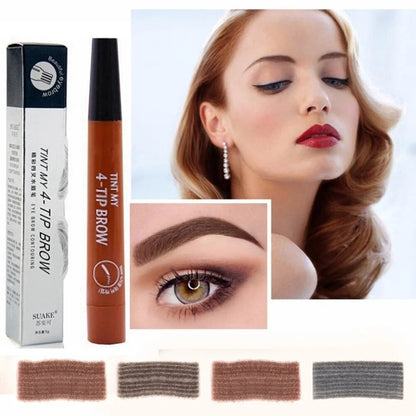 SUAKE Simulation Four Prongs Eyebrow Pencil Waterproof Eyebrow Pen Colorfast Liquid Eyebrow Pencil Like Real Eyebrow