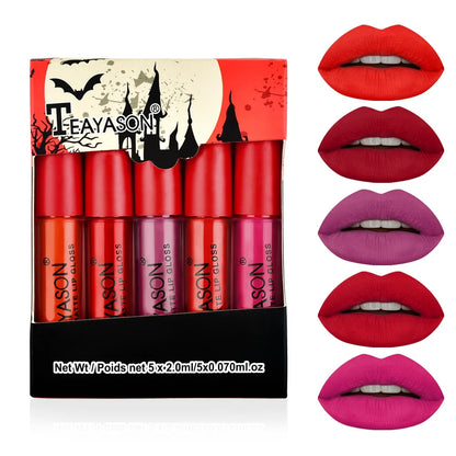 5 Colors/set Long Lasting Matte Lipstick Set Moisture Lips Makeup Waterproof Lip Glaze Velvet Red Lip Cosmetics Set