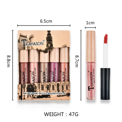 5 Colors/set Long Lasting Matte Lipstick Set Moisture Lips Makeup Waterproof Lip Glaze Velvet Red Lip Cosmetics Set