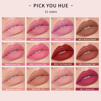 HANDAIYAN Matte Lipstick Waterproof Velvet Lip Stick Long Lasting Brown Burgundy Tint Nude Sexy Lipstic Women Makeup Cosmetics