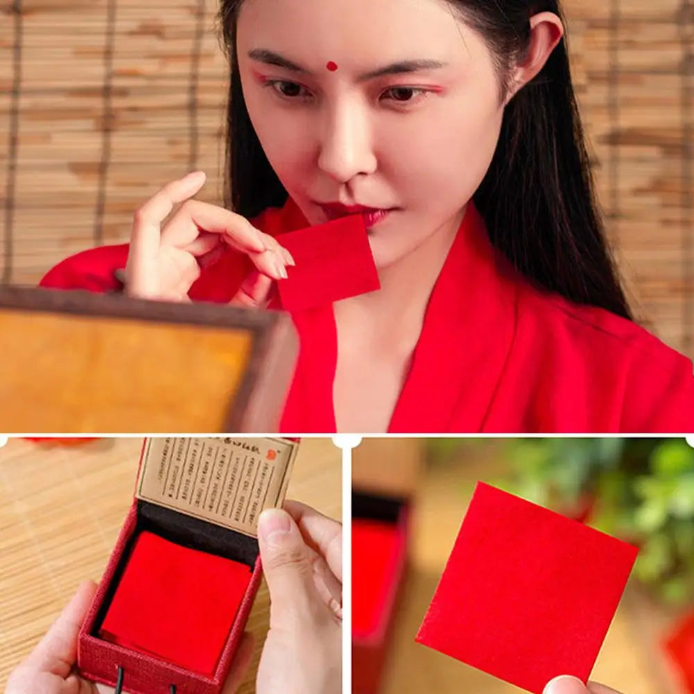 12Pcs Chinese Ancient Rouge Paper Dot Red Bitten Lip Makeup Rouge C4 Lipstick Lipstick Paper