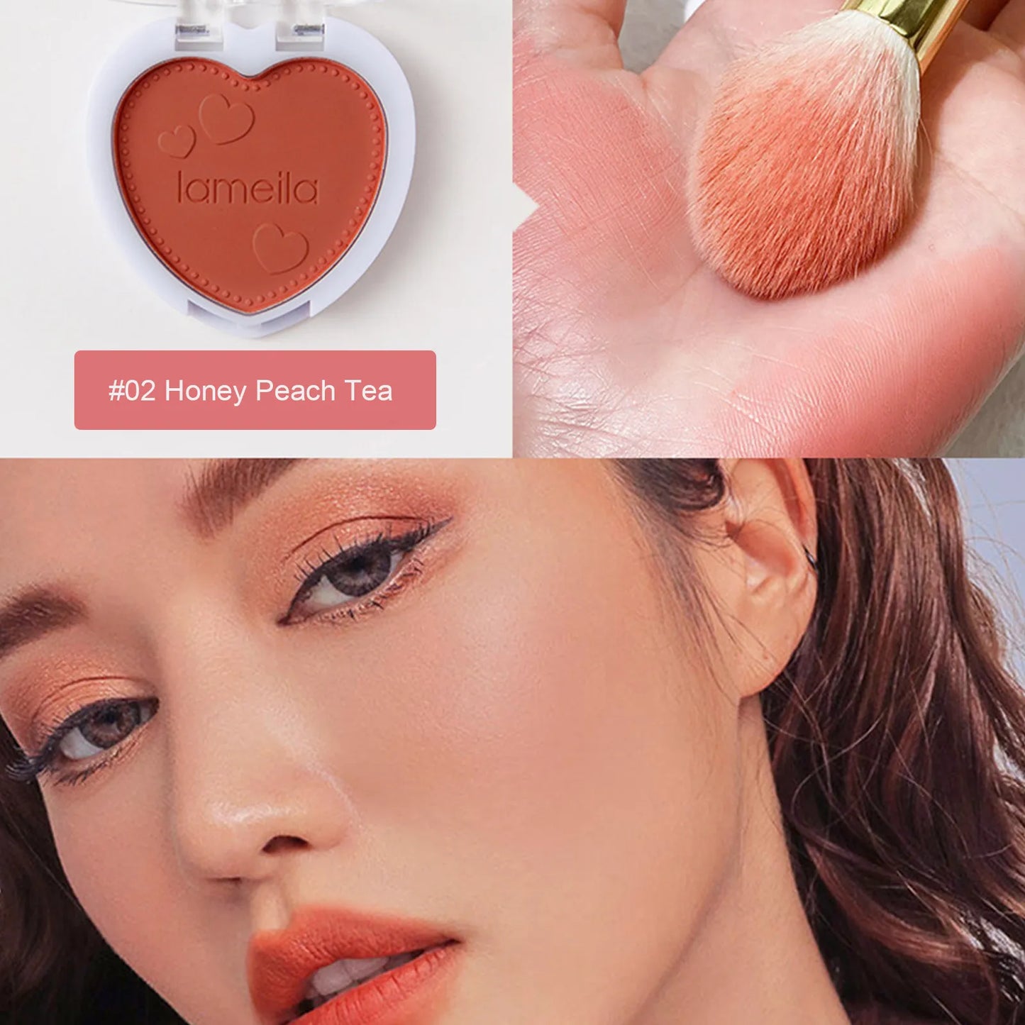 Love Heart Shape Blush Palette Powder Red Rouge Lasting Natural Cream Cheek Tint Orange Peach Pink Blush Women Face Cosmetics