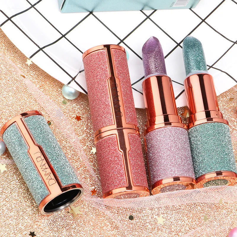 Diamonds Glitter Lipstick Waterproof Long Lasting Temperature Change Matte Shiny Lipsticks Non Stick Lip Tint Makeup Cosmetics