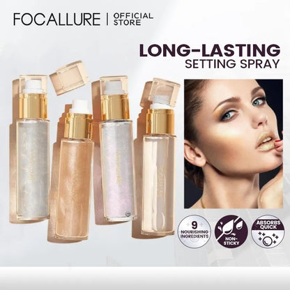 FOCALLURE Diamond Makeup Setting Spray Hydrating Primer Pearlescent Long-Lasting Oil-control Moisturizing Lock Face Cosmetics