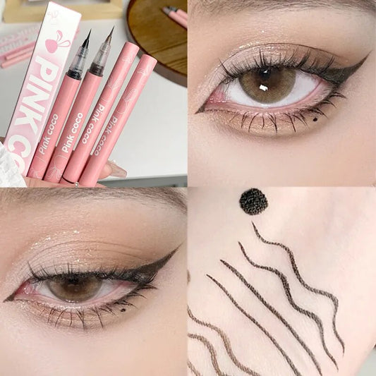 Non Smudging Liquid Eyeliner Waterproof Lasting Ultra Thin Silky Lying Silkworm Pen Matte Black Brown Pink Eye Liner Eyes Makeup