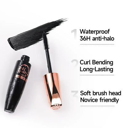 Waterproof Anti-sweat Mascara Lengthens Eyelashes Extension Black Silk Fiber Mascara Female Non-smudge Mascara Makeup Cosmetic